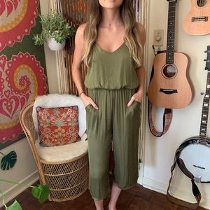 Olive Green Satin Jumpsuit